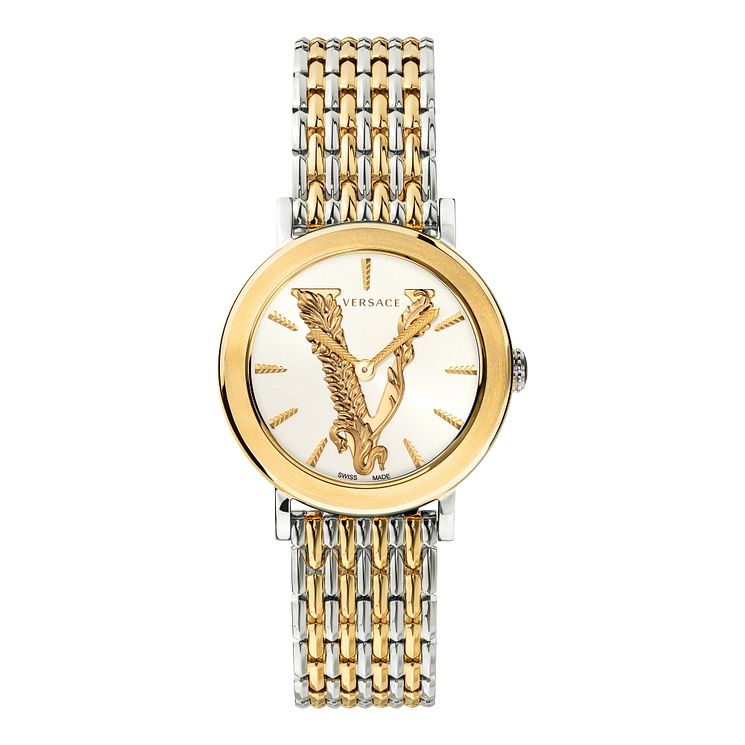 Versace Virtus Ladies Two Tone Bracelet Watch