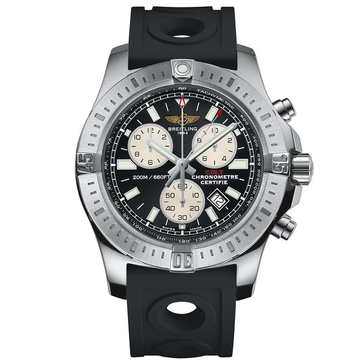 Breitling Colt Mens Chronograph Black Rubber Strap Watch