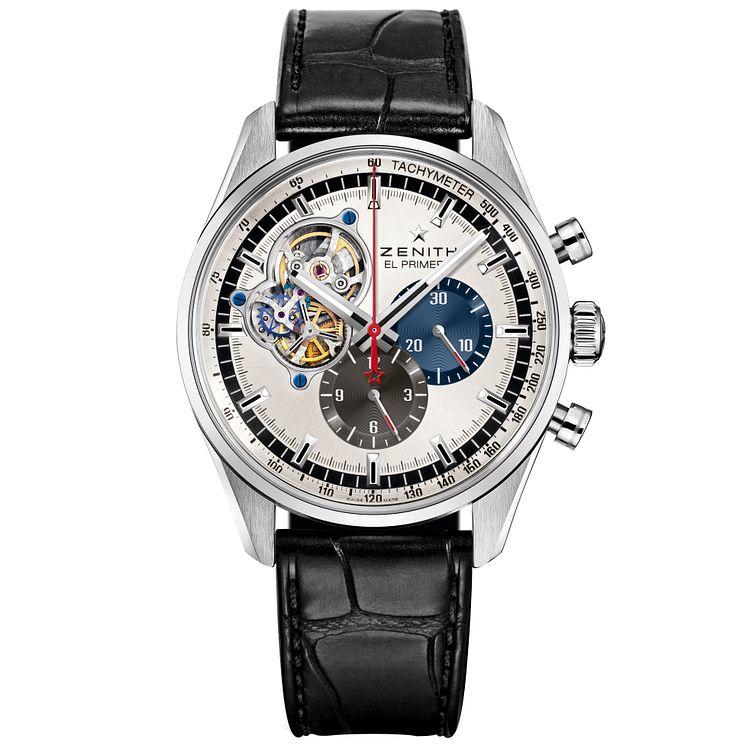 Zenith 1969 Mens Stainless Steel Skeleton Strap Watch