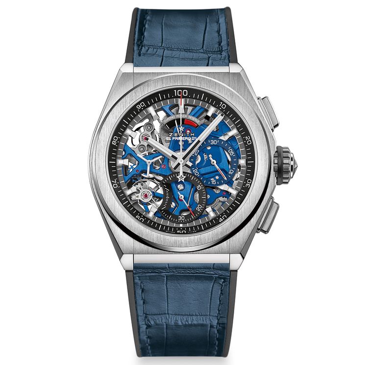 Zenith Defy El Primero 21 Mens Blue Leather Strap Watch