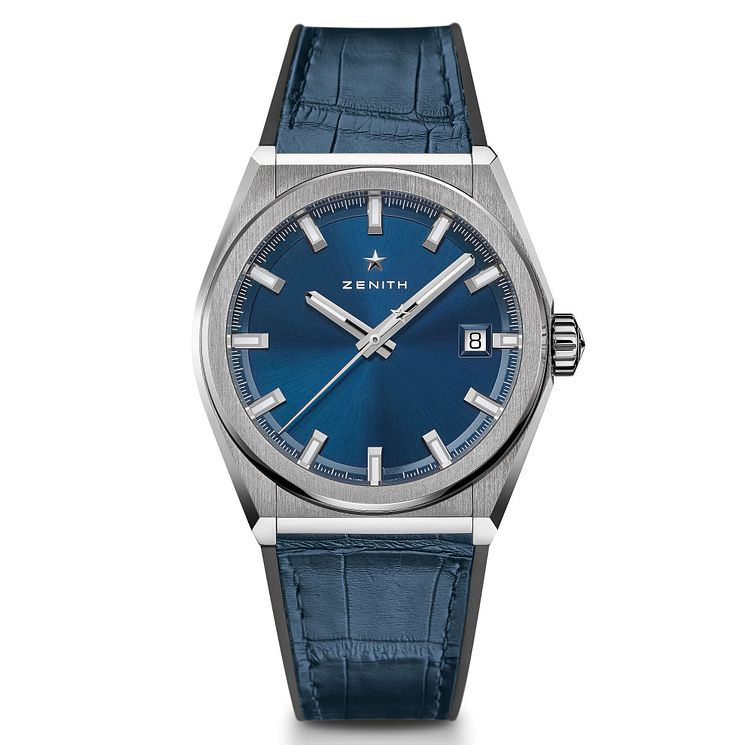 Zenith Defy Mens Blue Leather Strap Watch