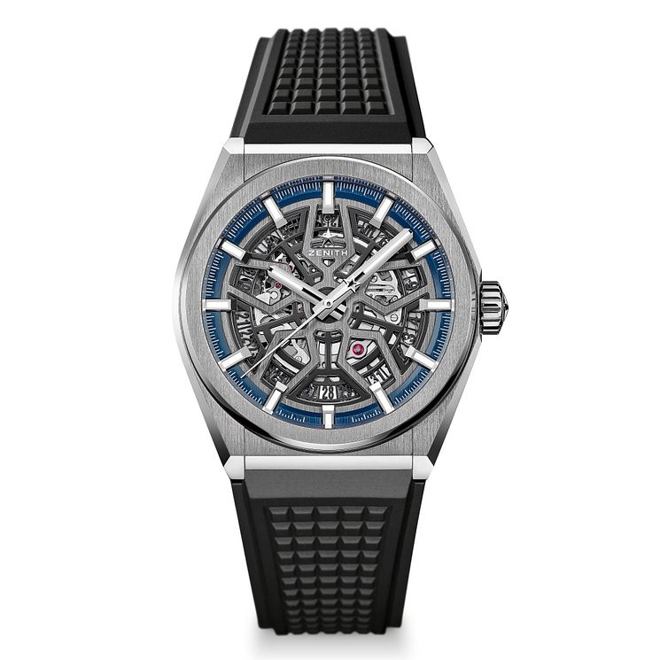 Zenith Defy Mens Skeleton Black Strap Watch
