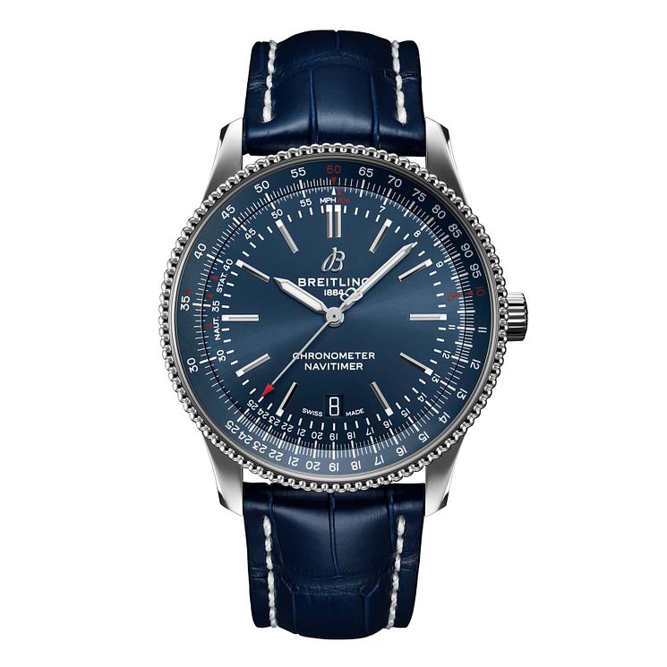 Breitling Navitimer Automatic 41 Blue Leather Strap Watch