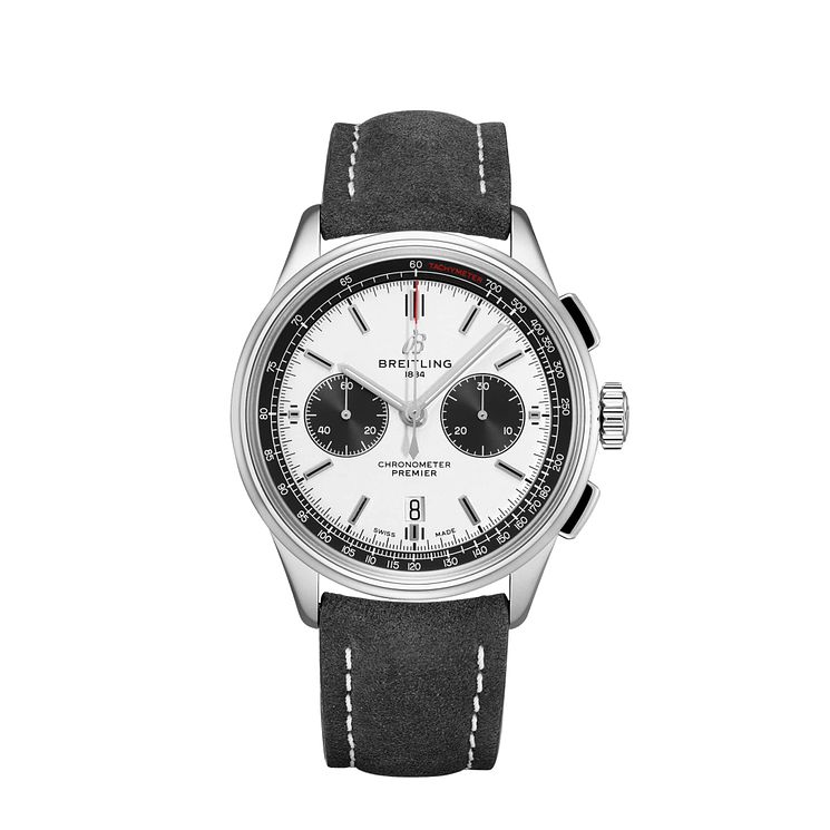 Breitling Premier B01 Chronograph Black Leather Strap Watch