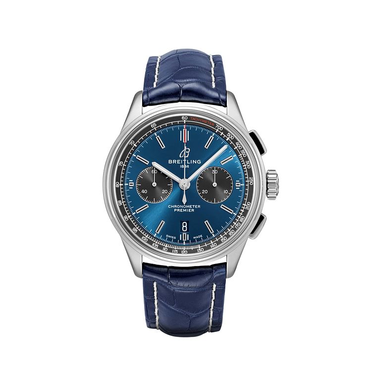 Breitling Premier B01 Chronograph Blue Leather Strap Watch