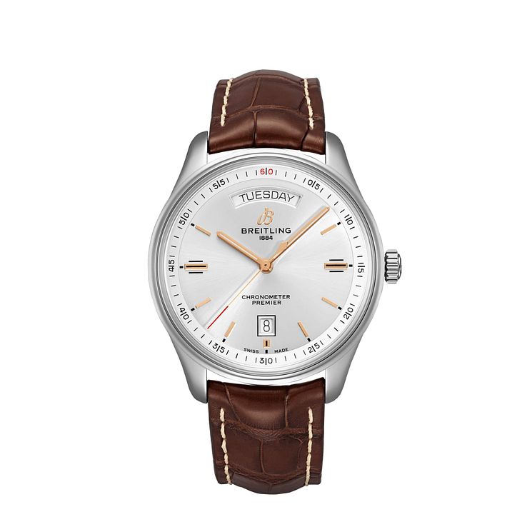Breitling Premier DayandDate Brown Leather Strap Watch