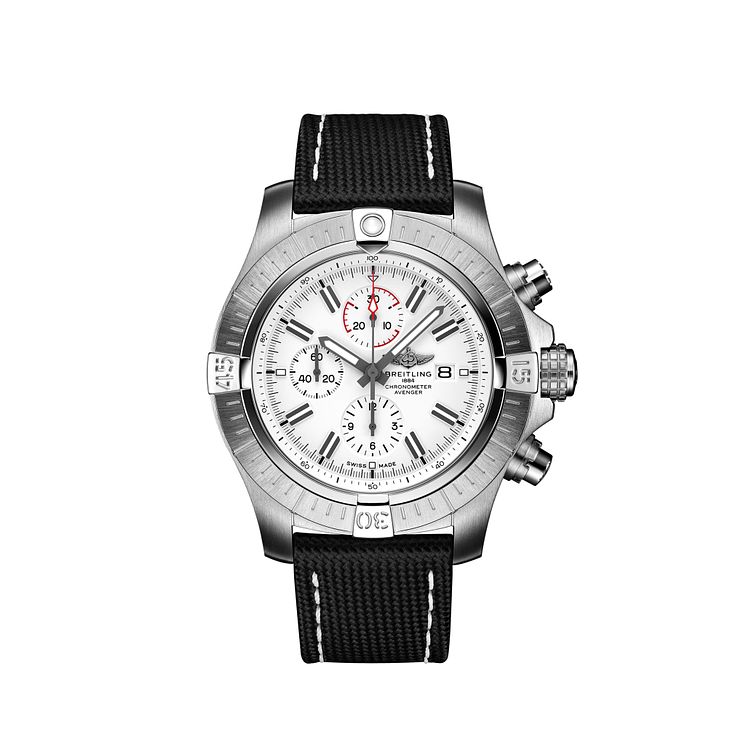 Breitling Super Avenger Chrono 48 Black Leather Strap Watch
