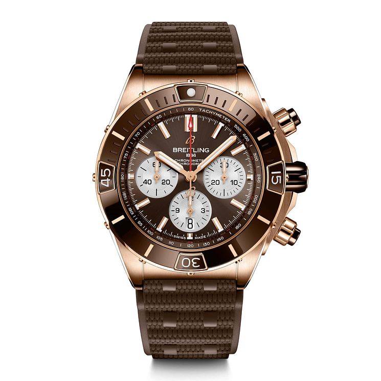 Breitling Super Chronomat B01 Brown Rubber Strap Watch