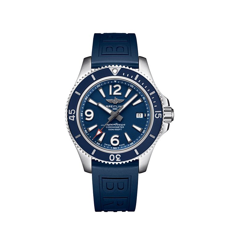 Breitling Superocean Automatic 42 Blue Leather Strap Watch