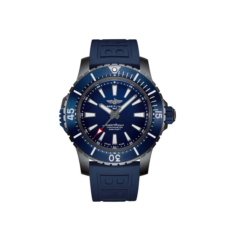 Breitling Superocean Mens Blue Rubber Strap Watch