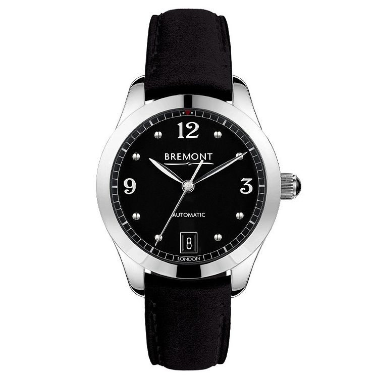 Bremont Solo-34 Aj Ladies Black Leather Strap Watch