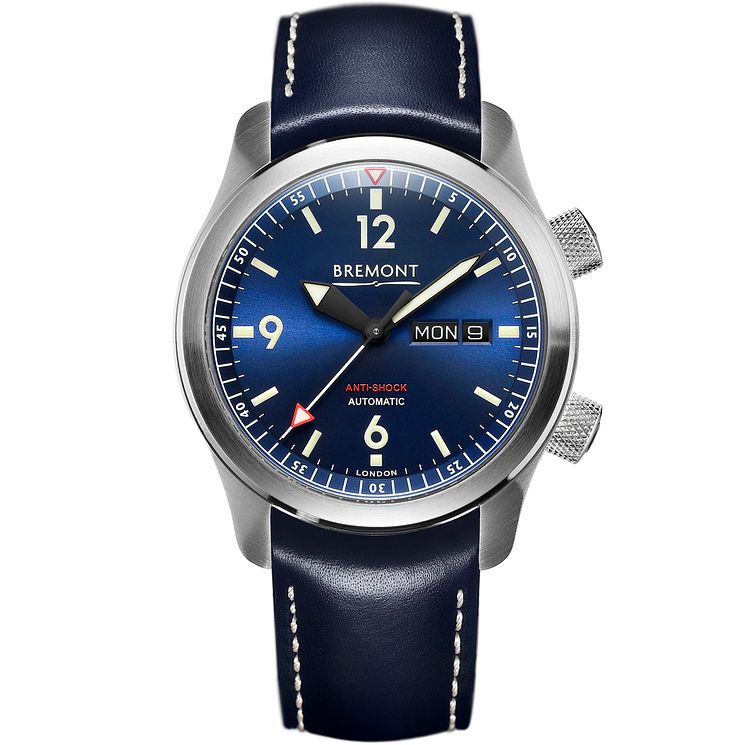 Bremont U-2/bl Mens Stainless Steel Leather Strap Watch