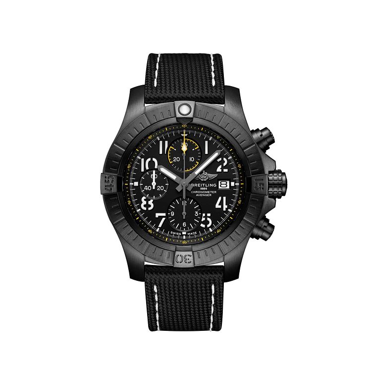 Brietling Avenger 45 Night Mission Mens Black Strap Watch