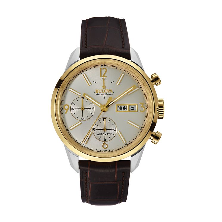 Bulova Accu-swiss Murren Mens Brown Leather Strap Watch