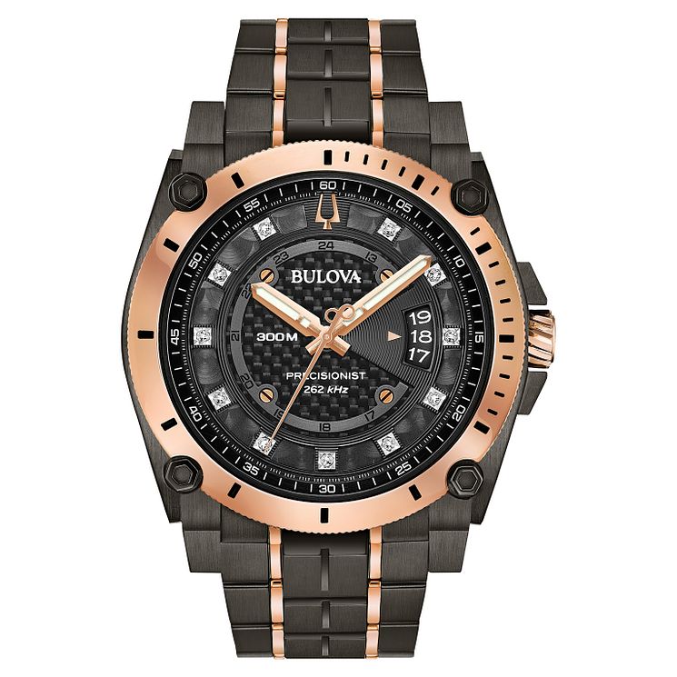 Bulova Precisionist Mens Two Tone Ip Bracelet Watch