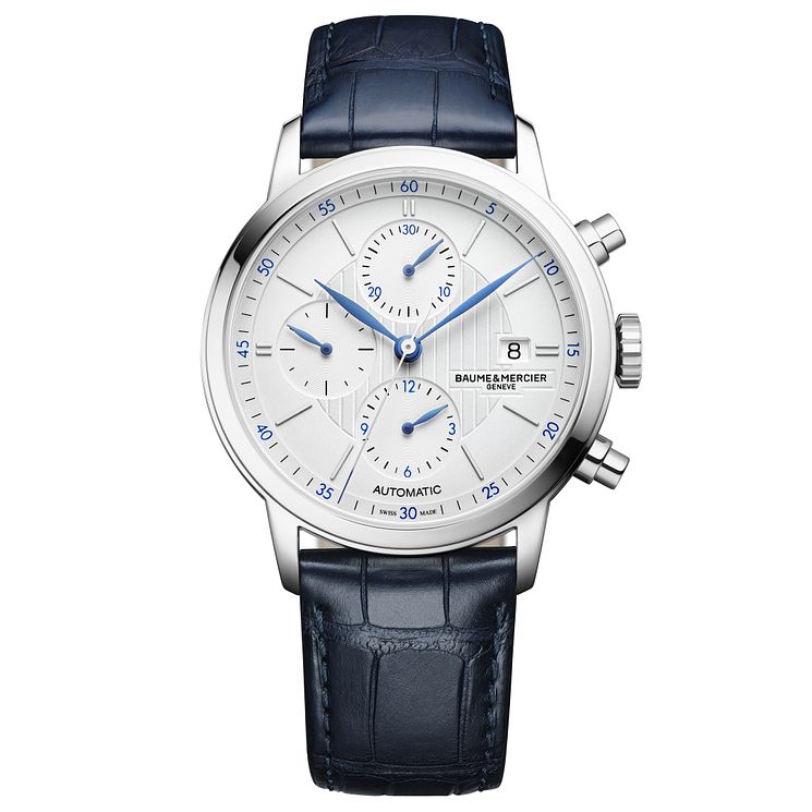 BaumeandMercier Classima Mens Blue Leather Strap Watch