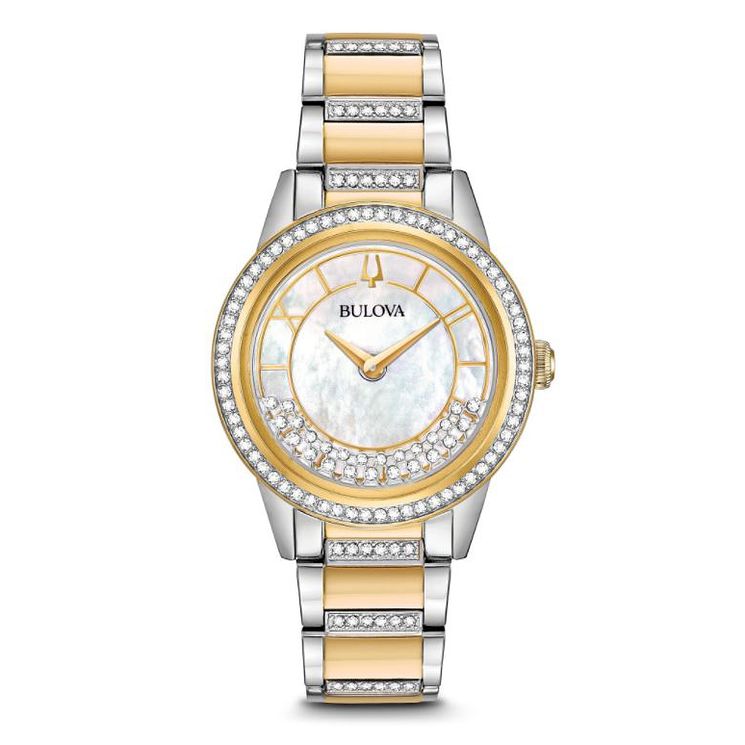 Bulova Turnstyle Ladies Yellow Gold Plated Bracelet Watch