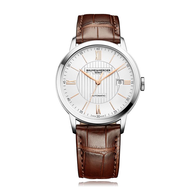 BaumeandMercier Classima Mens Brown Leather Strap Watch