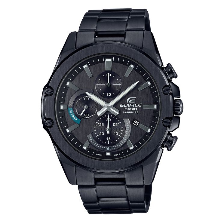 Casio Edifice Mens Chronograph Black Ip Bracelet Watch