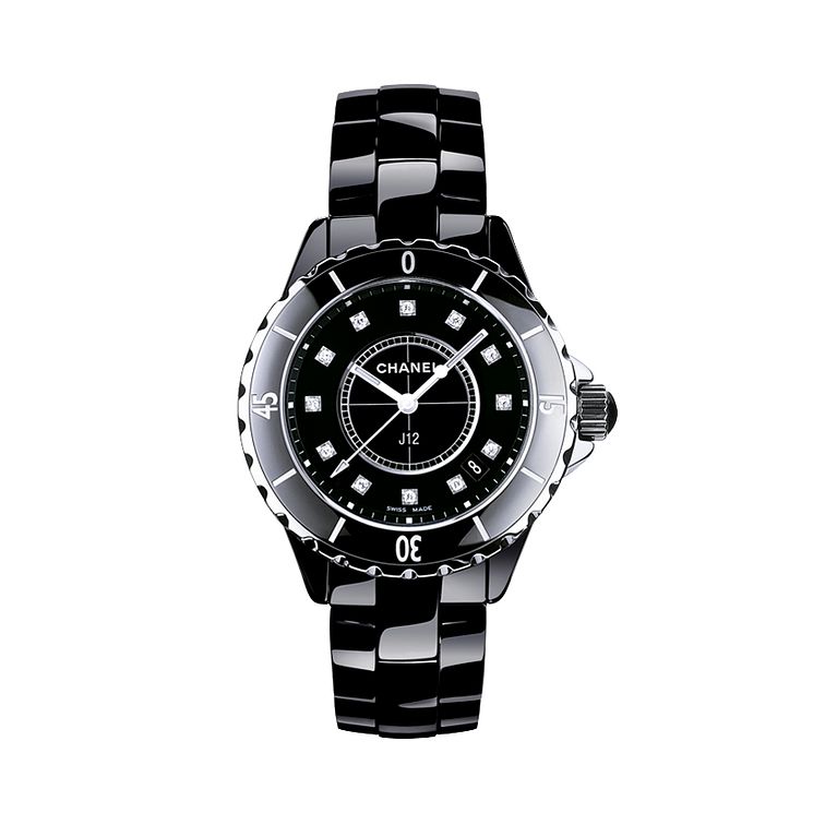 Chanel J12 Black Ceramic Diamond Set Bracelet Watch
