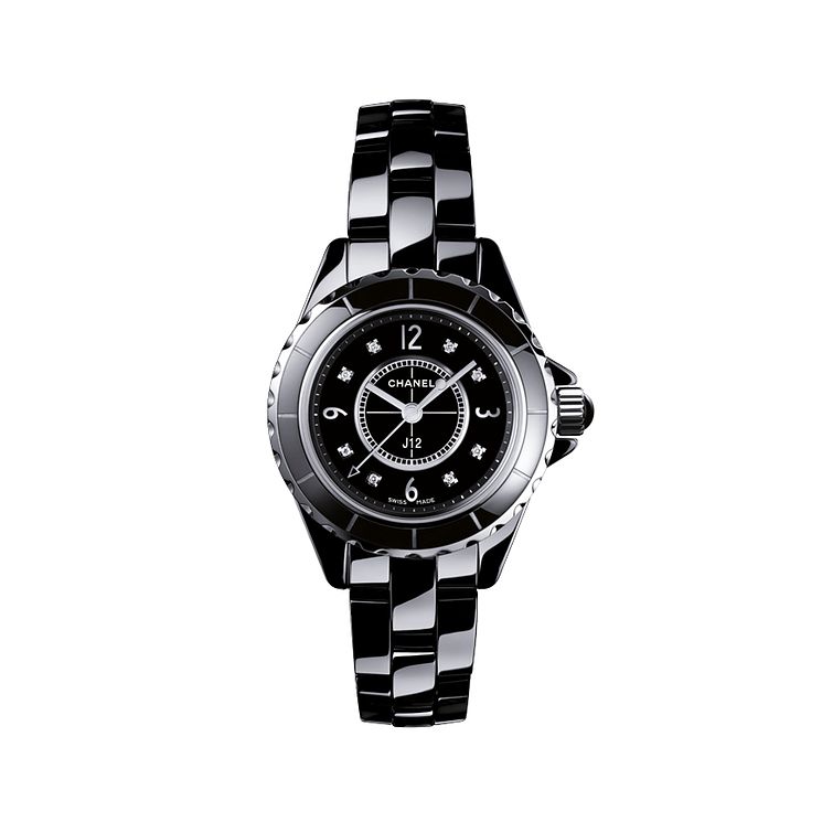 Chanel J12 Black Ceramic Watch With Diamond Indicators