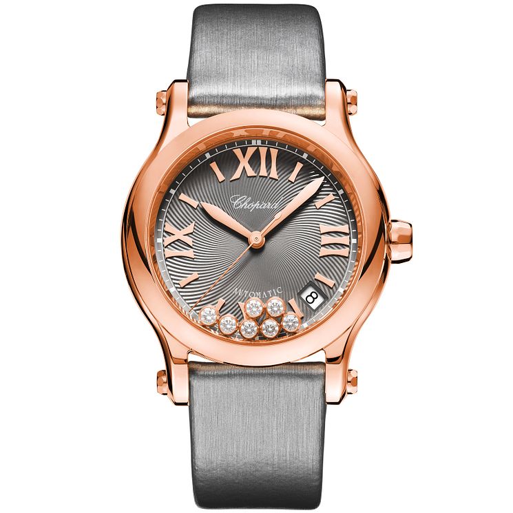Chopard Happy Sport Ladies Diamond Grey Fabric Strap Watch