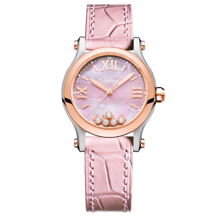 Chopard Happy Sport Ladies Pink Leather Strap Watch