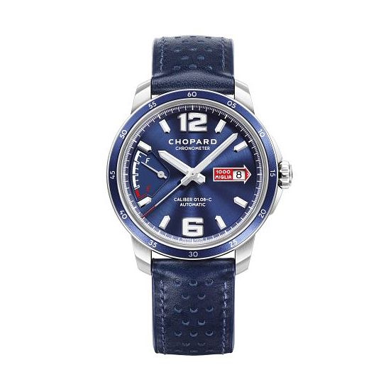Chopard Milie Miglia Mens Blue Leather Strap Watch