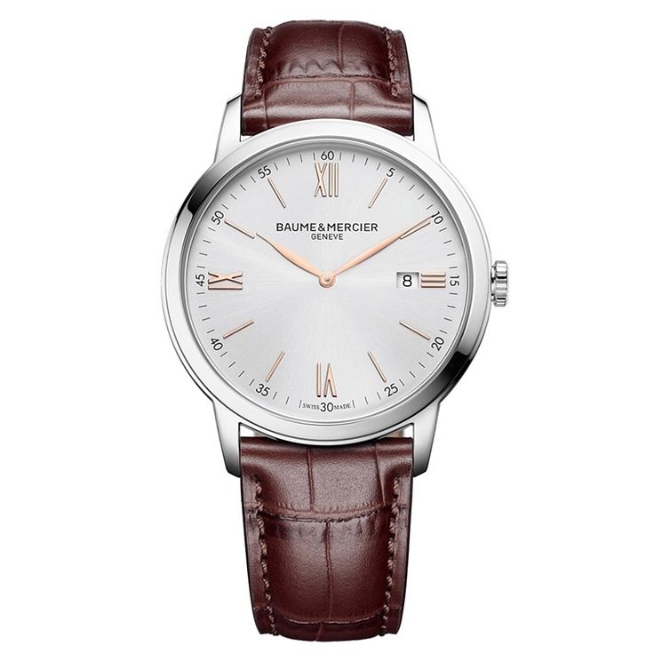 BaumeandMercier My Classima Mens Brown Leather Strap Watch