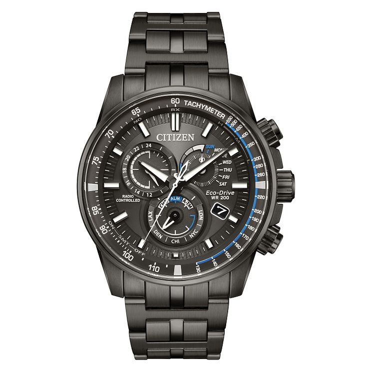 Citizen Mens Eco Drive Perpetual Grey Ion Plated Watch