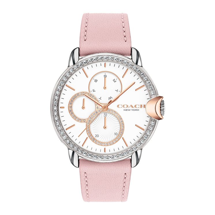 Coach Arden Ladies Pink Leather Strap Watch