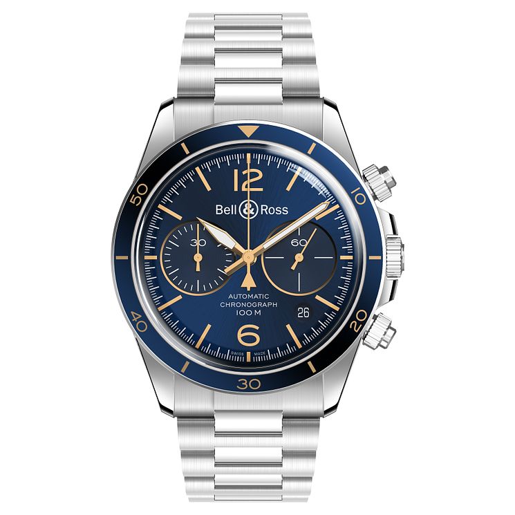 BellandRoss Aero Mens Stainless Steel Chronograph Watch