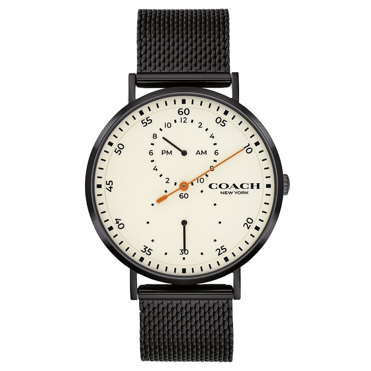 Coach Charles Mens Black Ip Mesh Bracelet Watch