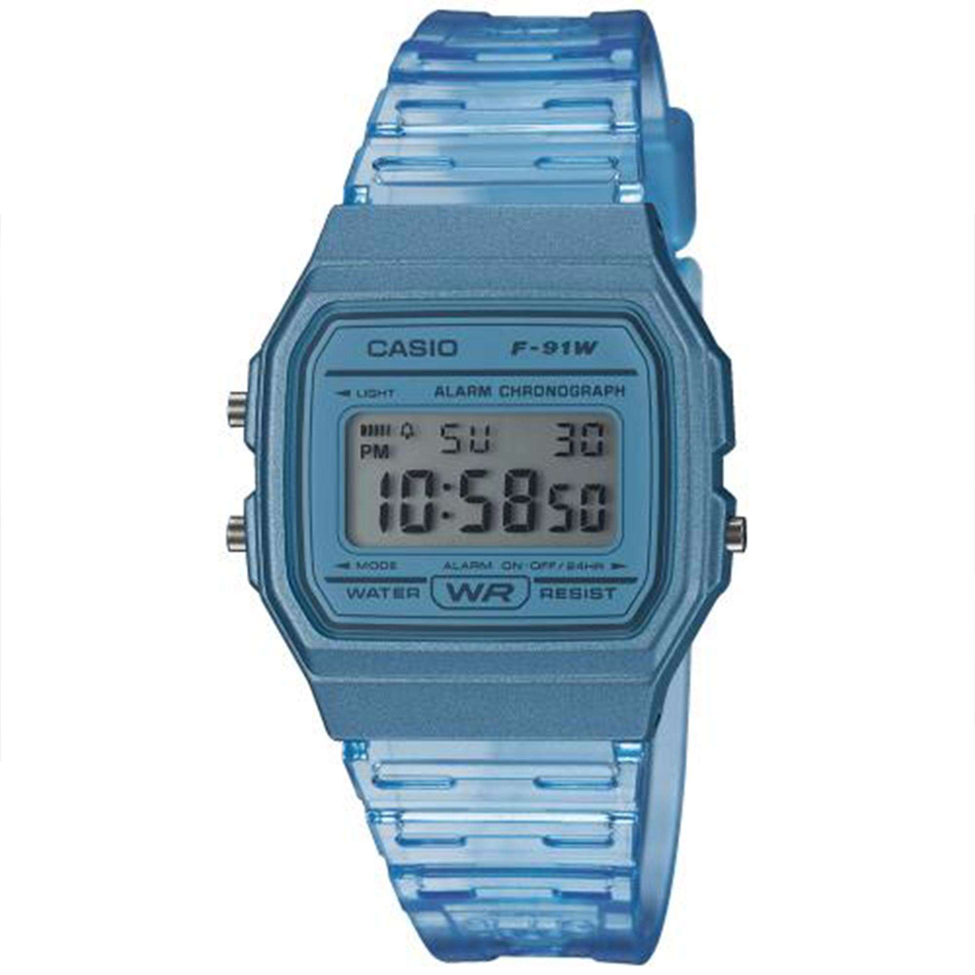 Casio Collection Quartz Digital Dial Blue Resin Strap Ladies Watch F-91ws-2ef