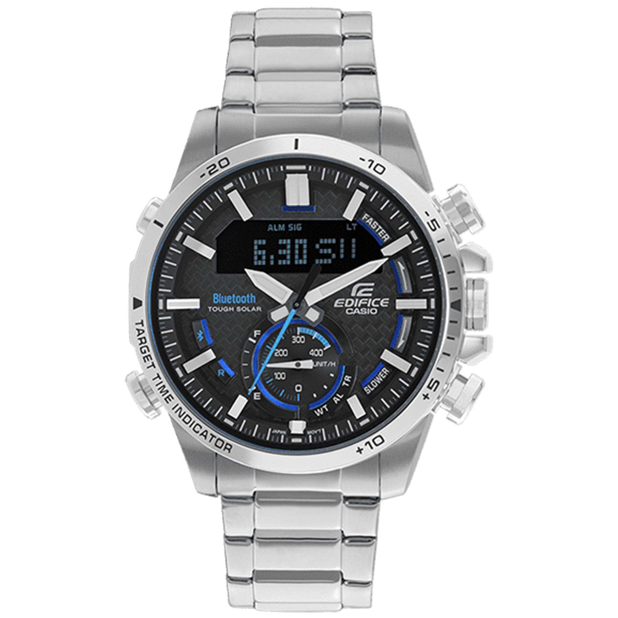 Casio Edifice Bluetooth Quartz Black Dial Silver Stainless Steel Bracelet Mens Watch Ecb-800d-1aef