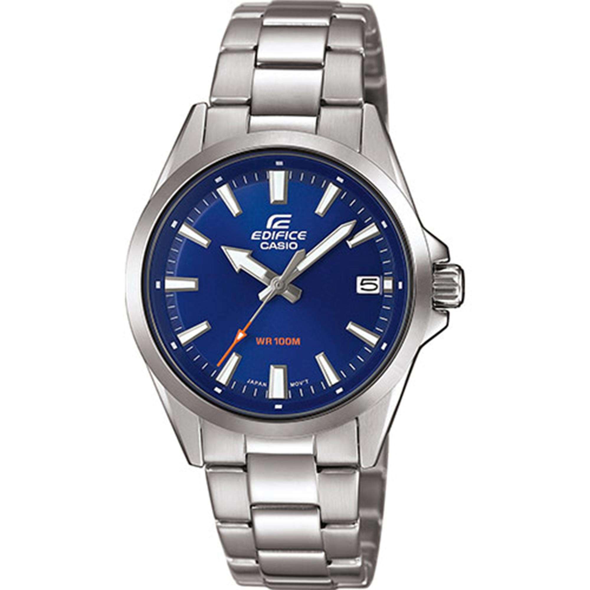 Casio Edifice Quartz Blue Dial Silver Stainless Steel Bracelet Mens Watch Efv-110d-2avuef