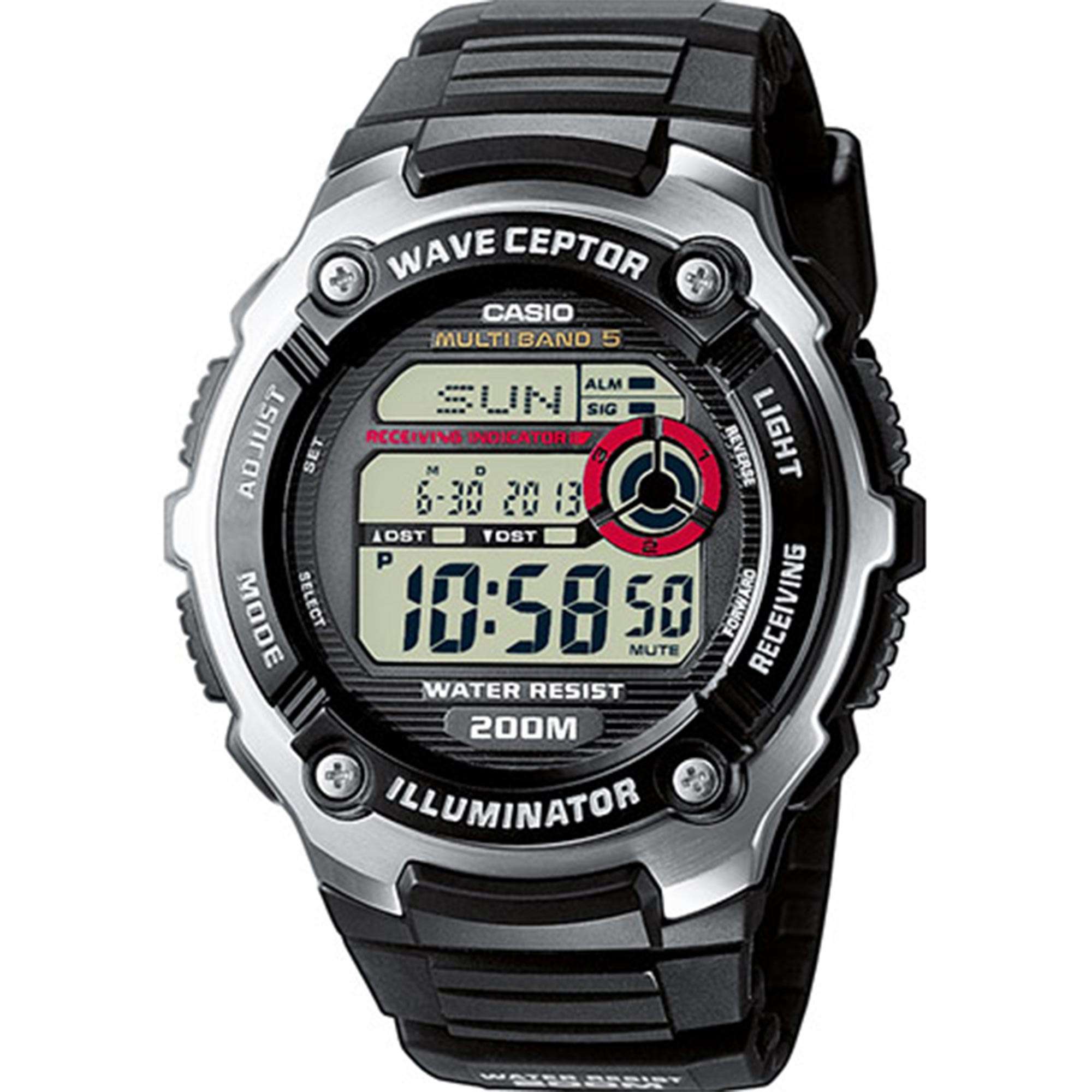 Casio Wave Ceptor Quartz Digital Dial Black Resin Strap Mens Watch Wv-m200-2aer