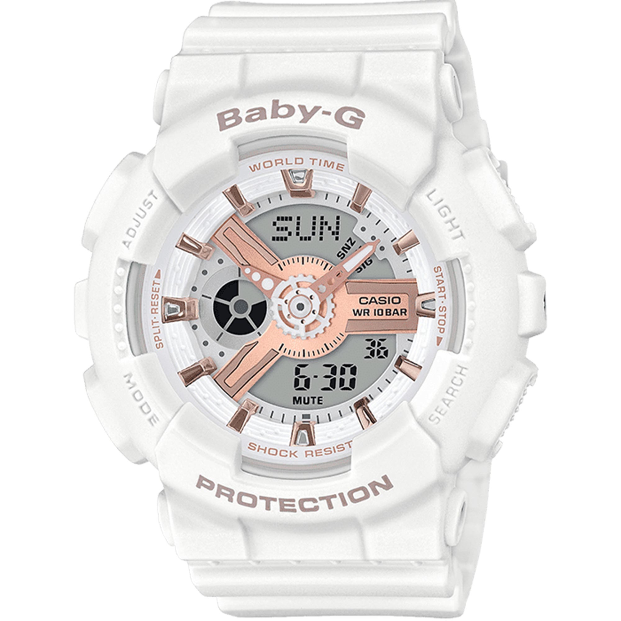 Casio Baby-g White Resin Hybrid Digital/analogue Ladies Watch Ba-110rg-7aer