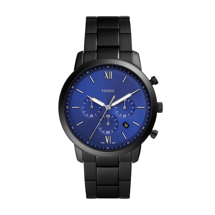 Fossil Mens Neutra Blue Dial Black Bracelet Watch