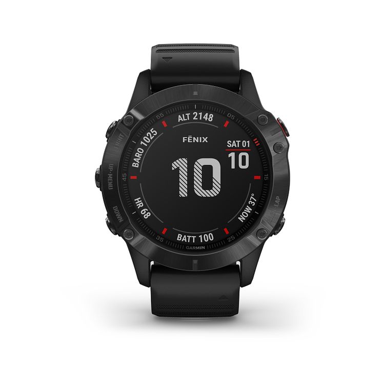 Garmin Fenix 6 Pro Mens Black Silicone Strap Smart Watch