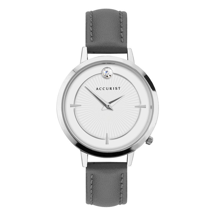 Accurist Pure Brilliance Ladies Grey Leather Strap Watch