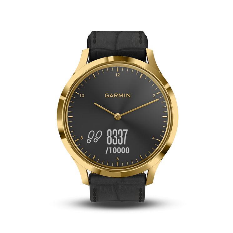 Garmin Vivomove Hr Black Leather Strap Hybrid Smartwatch