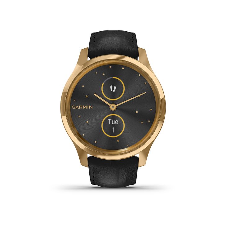Garmin Vivomove Luxe Black Leather Strap Smartwatch