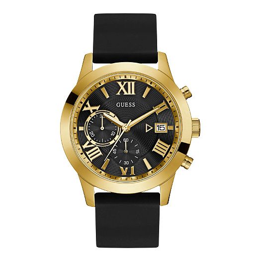 Guess Chronograph Mens Black Silicone Strap Watch