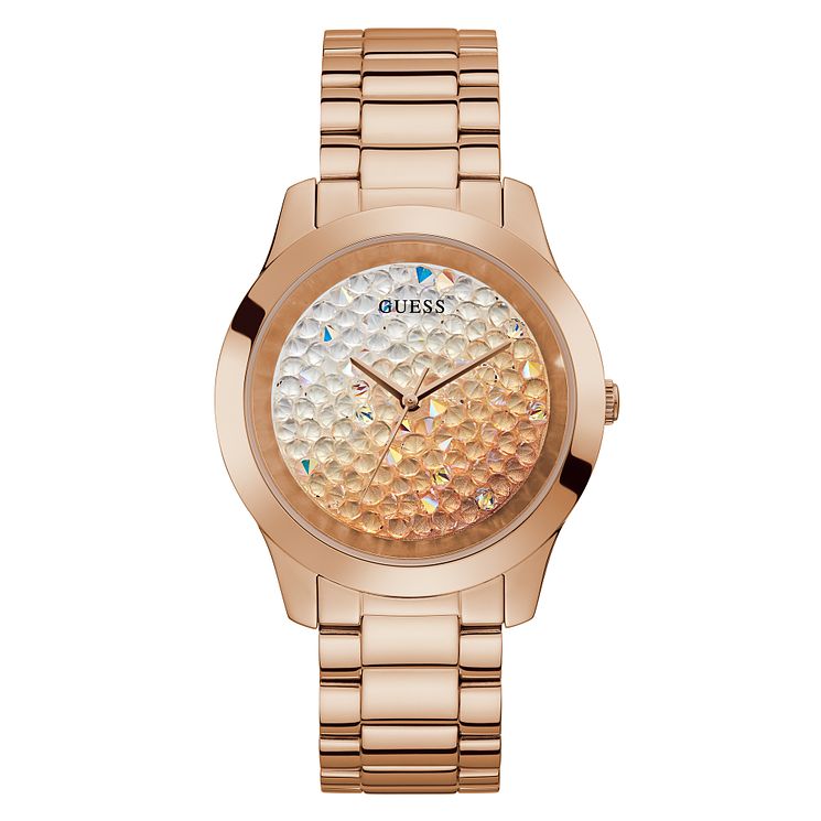 Guess Crush Crystal Ladies Rose Gold Tone Bracelet Watch