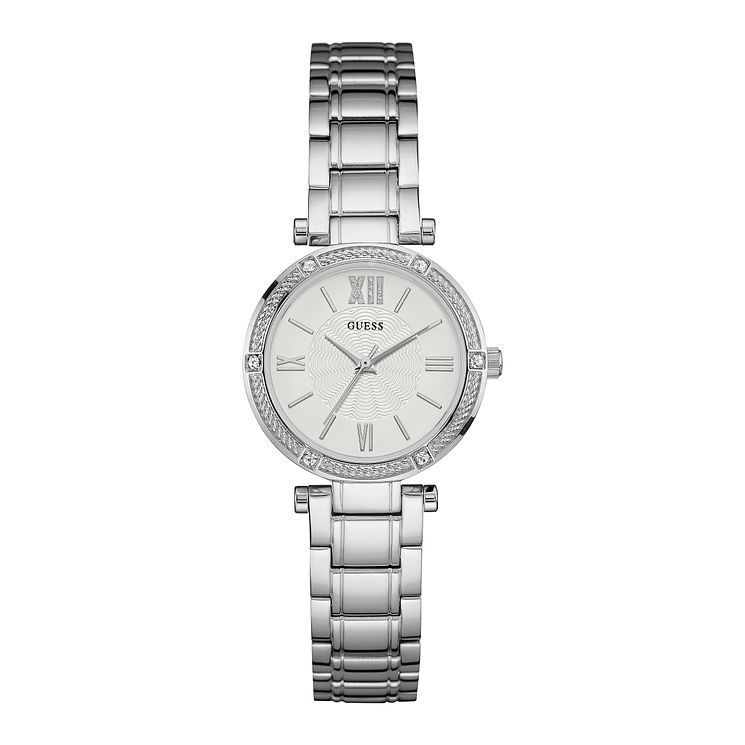 Guess Crystal Ladies Stainless Steel Bracelet Watch
