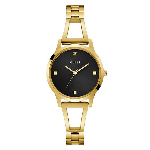 Guess Diamond Ladies Yellow Gold Tone Bangle Bracelet Watch