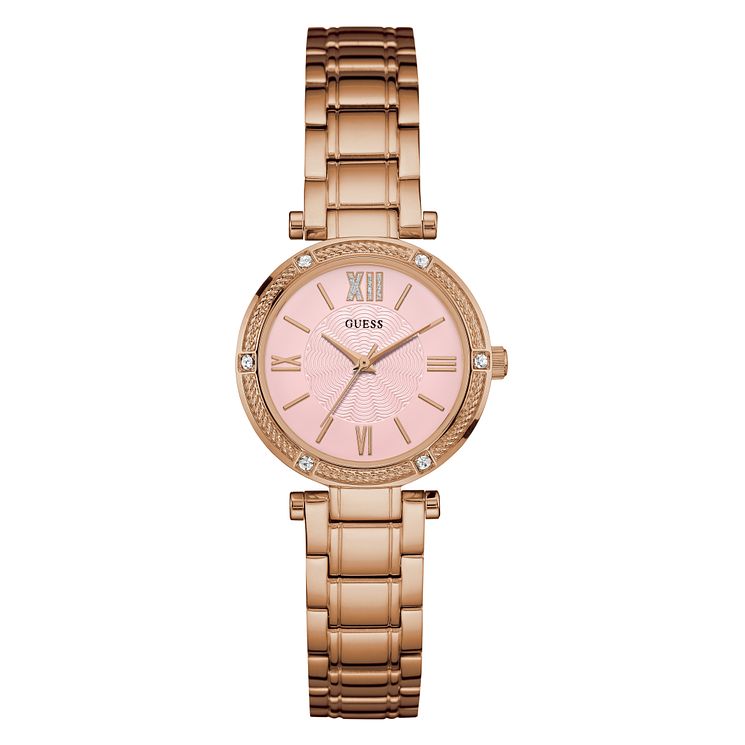 Guess Ladies Pink Dial Rose Gold Watch