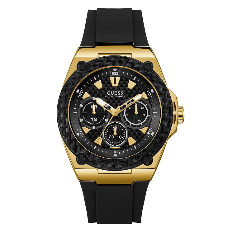 Guess Mens Black Silicone Strap Watch