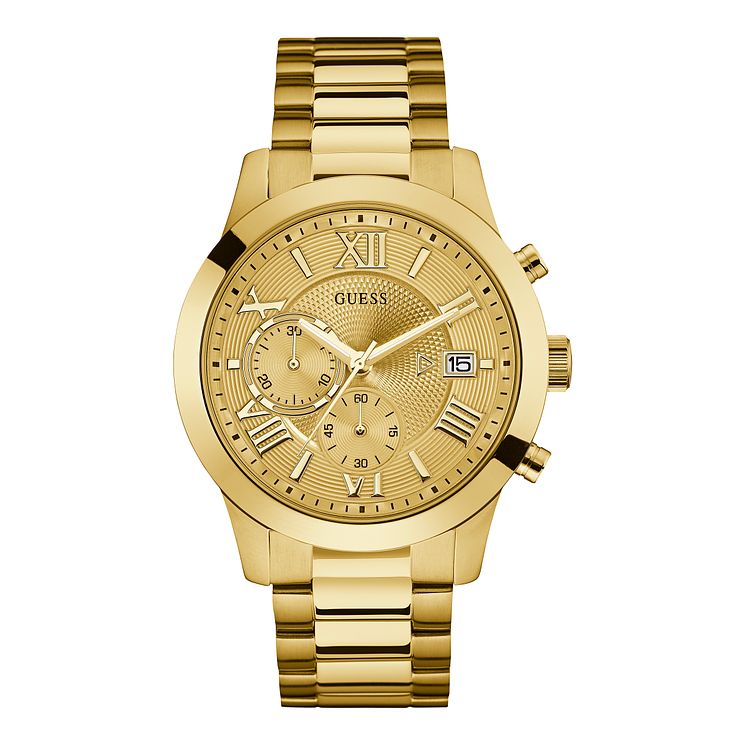 Guess Mens Chronograph Gold Tone Bracelet Watch